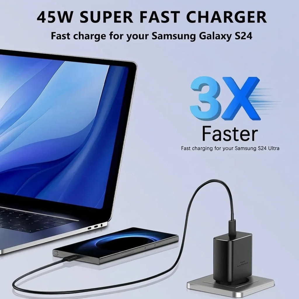 Samsung 45W Super Fast Charger | Type-C PD Charger + Cable