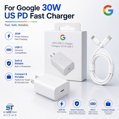 Google Pixel 30W Fast Charger | PD Quick Charge Adapter