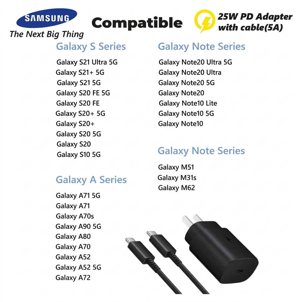 Samsung 25W Fast Charger | Type-C PD Wall Adapter