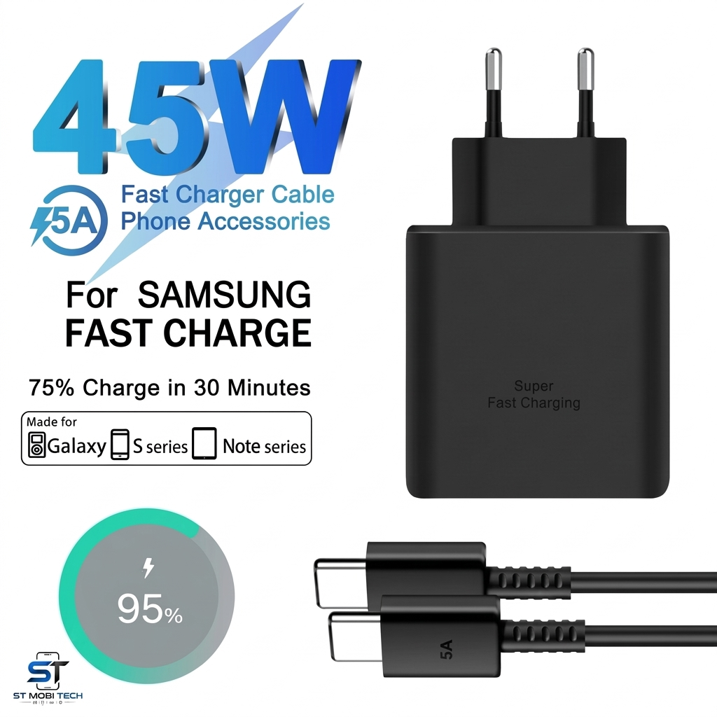 Samsung 45W Super Fast Charger | Type-C PD Charger + Cable
