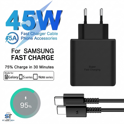 Samsung 45W Super Fast Charger | Type-C PD Charger + Cable