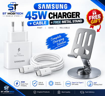 Samsung 45W Super Fast Charger | Type-C PD Charger + Cable